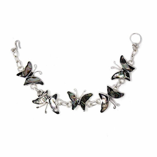Abalone and Silver Butterfly Bracelet