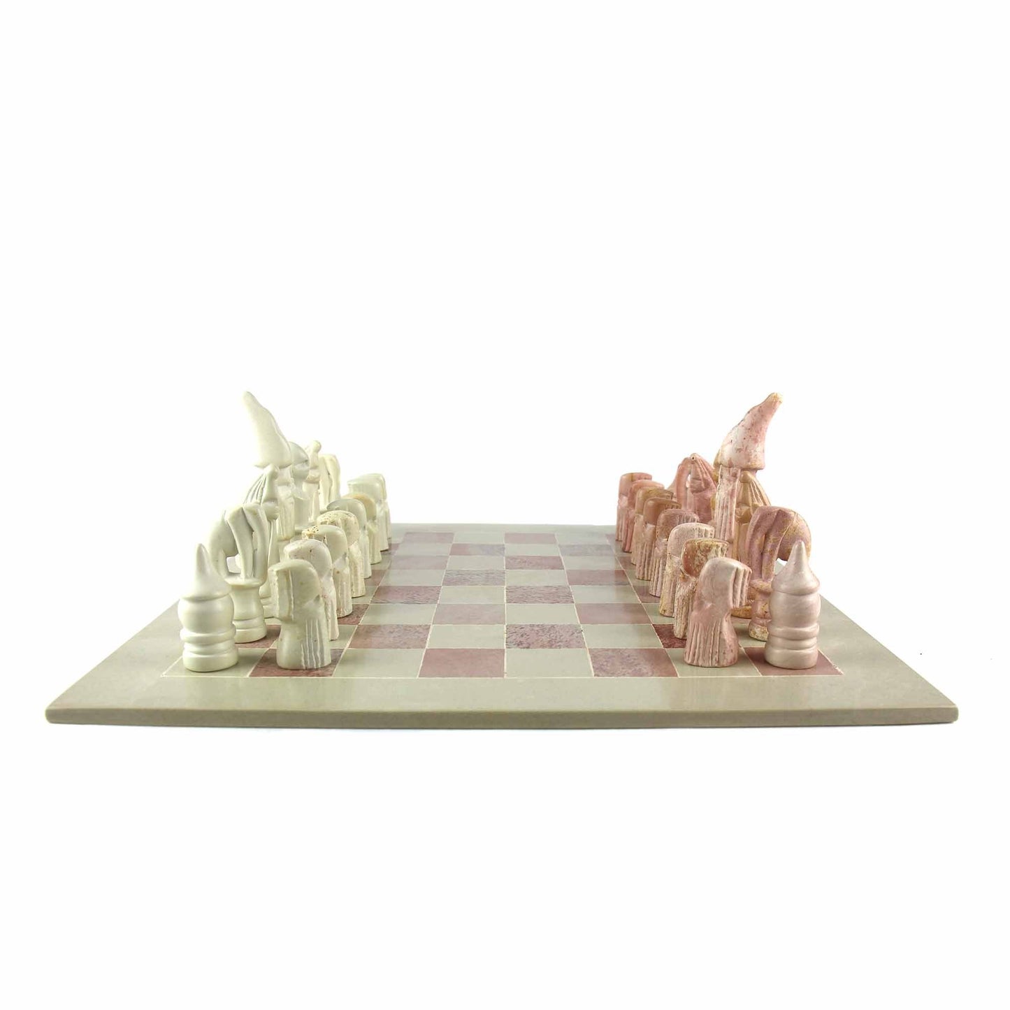 Natural Soapstone Maasai Chess Set; 14" Board