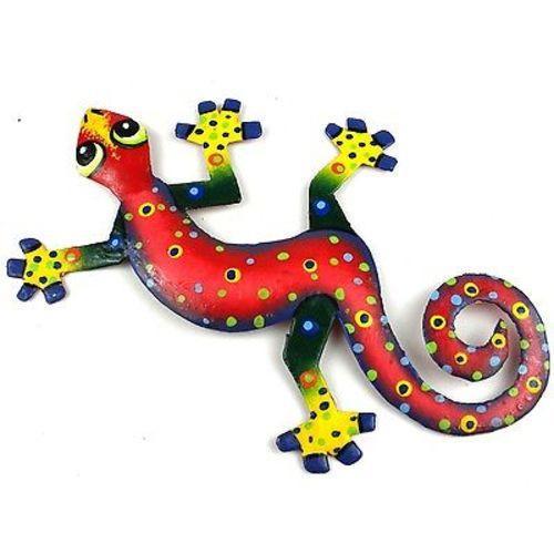 Red Confetti Gecko Steel Drum Wall Art by Caribbean Craft