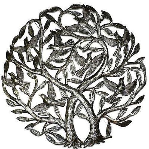 Double Tree of Life Steel Drum Wall Art, 24" - Croix des Bouquets