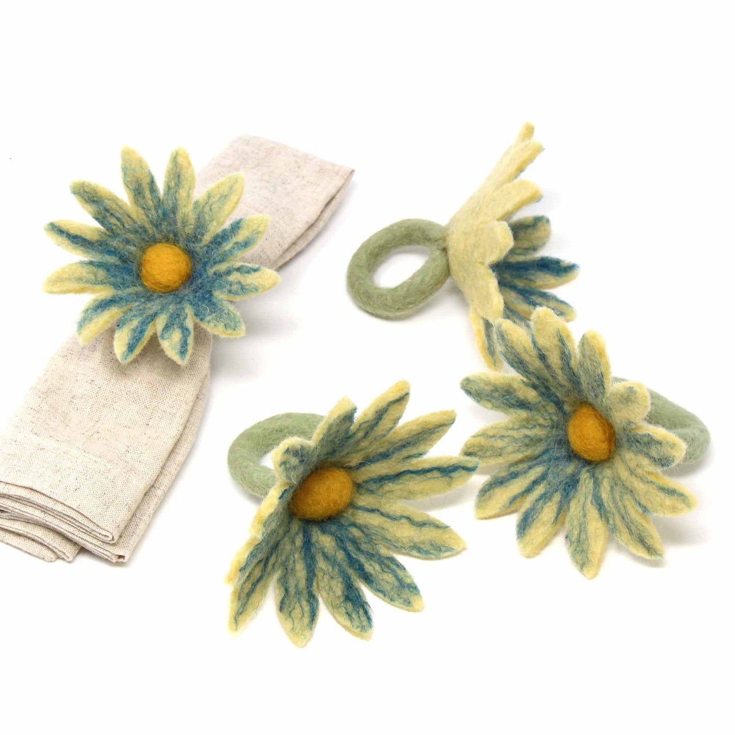 Daisy Napkin Rings - Set of Four Midnight - Global Groove (T)