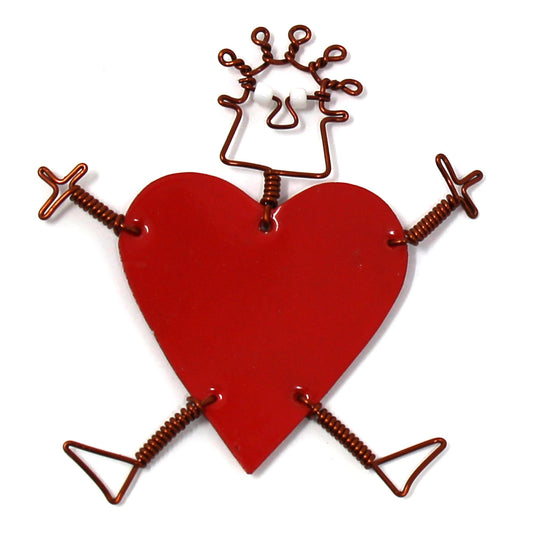 Dancing Girl Recycled Tin Heart Pin